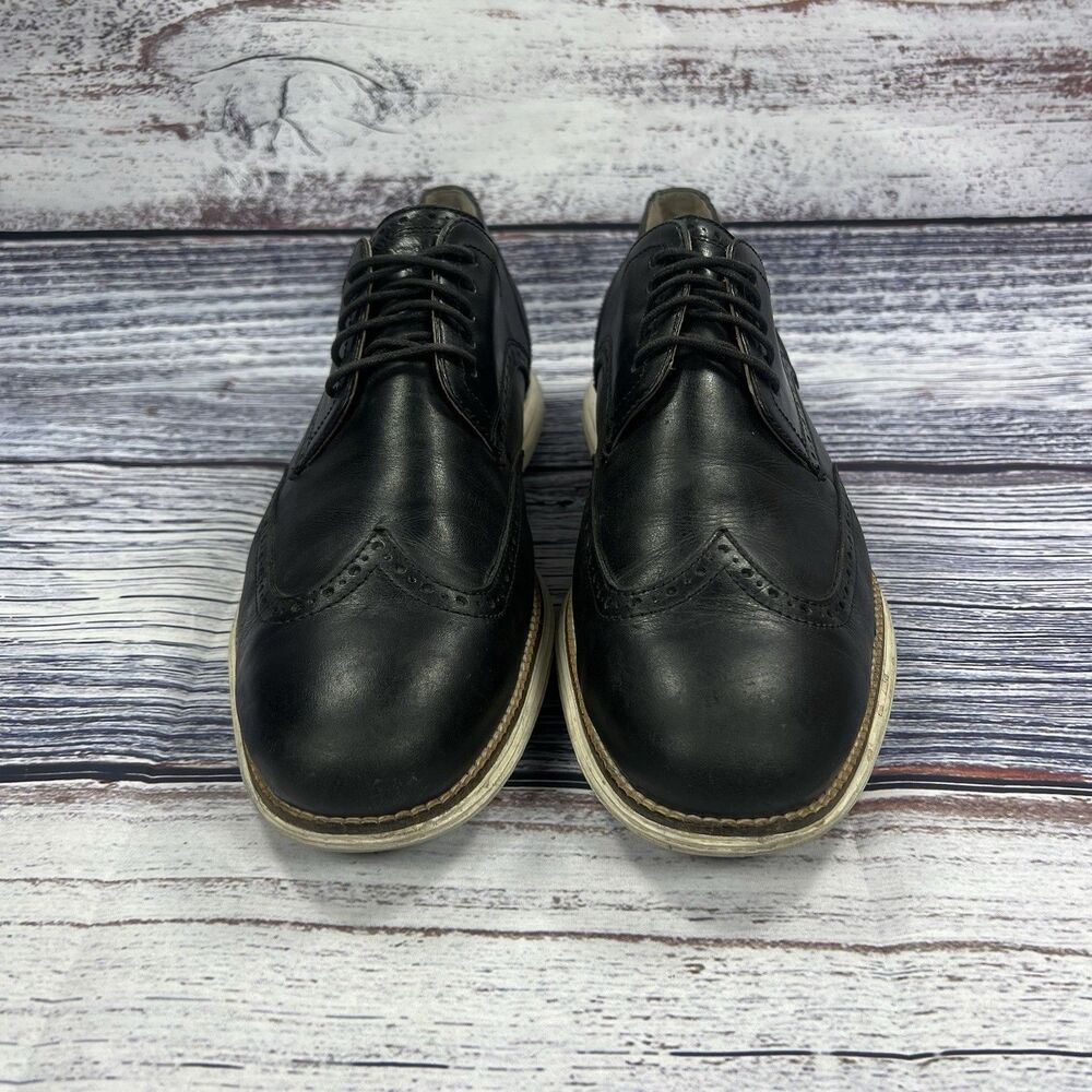 Cole Haan Original Grand OS Wingtip Oxford Black Leather Dress Shoes, Men's 11.5 - Picture 2 of 9